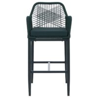 2er-Set Barhocker Outdoor mit Sitzpolster Seilgeflecht grün