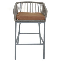 2er-Set Barhocker Rope Outdoor Seilgeflecht Metall hellgrau taupe