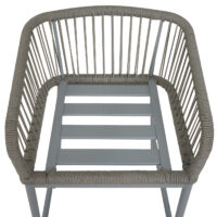 2er-Set Barhocker Rope Outdoor Seilgeflecht Metall hellgrau taupe