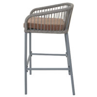 2er-Set Barhocker Rope Outdoor Seilgeflecht Metall hellgrau taupe