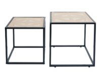 2er-Set Beistelltische Rattan-Optik Wohnzimmertisch Loungetisch