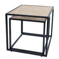 2er-Set Beistelltische Rattan-Optik Wohnzimmertisch Loungetisch