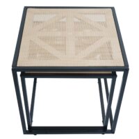 2er-Set Beistelltische Rattan-Optik Wohnzimmertisch Loungetisch