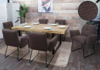 2er-Set Esszimmerstühle Bouclé mit Armlehne & Metall Öko-Tex braun