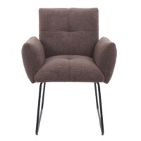 2er-Set Esszimmerstühle Bouclé mit Armlehne & Metall Öko-Tex braun