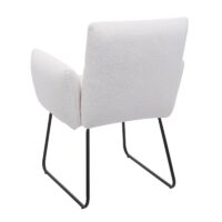 2er-Set Esszimmerstühle Bouclé mit Armlehne & Metallgestell weiss