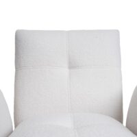 2er-Set Esszimmerstühle Bouclé mit Armlehne & Metallgestell weiss