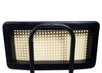 2er-Set Esszimmerstühle Bouclé Holz Metall Poly-Rattan weiss