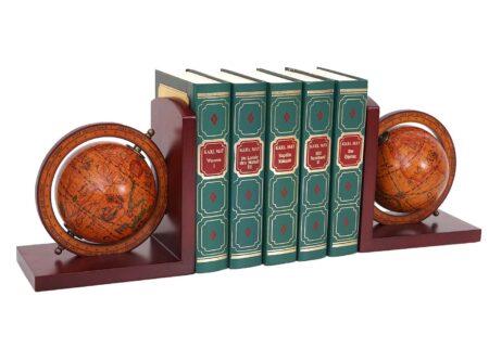 2er-Set Buchstützen Globus Weltkugel Bücherstützen Deko braun