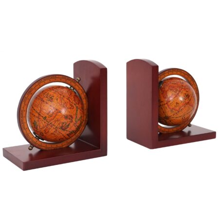 2er-Set Buchstützen Globus Weltkugel Bücherstützen Deko braun
