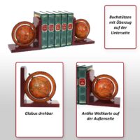 2er-Set Buchstützen Globus Weltkugel Bücherstützen Deko braun