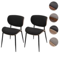 Esszimmerstühle 2er-Set Bugholz Stoff Öko-Tex natur dunkelgrau