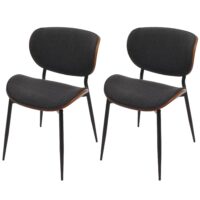 2er-Set Esszimmerstuhl Bugholz Stoff Öko-Tex Walnuss dunkelgrau