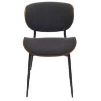 2er-Set Esszimmerstuhl Bugholz Stoff Öko-Tex Walnuss dunkelgrau