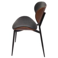 2er-Set Esszimmerstuhl Bugholz Stoff Öko-Tex Walnuss dunkelgrau