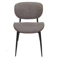 2er-Set Esszimmerstuhl Bugholz Stoff Öko-Tex Walnuss hellgrau