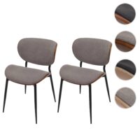 2er-Set Esszimmerstuhl Bugholz Stoff Öko-Tex Walnuss hellgrau