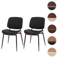 2er-Set Esszimmerstühle Bugholz Kunstleder Öko-Tex natur schwarz