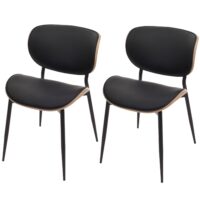 2er-Set Esszimmerstühle Bugholz Kunstleder Öko-Tex natur/schwarz