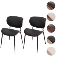 2er-Set Esszimmerstühle Bugholz Kunstleder Öko-Tex natur/schwarz
