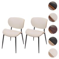 2er-Set Esszimmerstühle Bugholz Kunstleder Öko-Tex natur/weiss