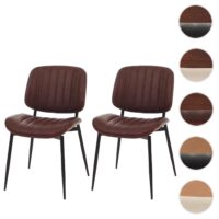2er-Set Esszimmerstühle Bugholz Kunstleder Walnuss vintage braun
