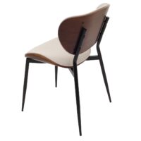 2er-Set Esszimmerstühle Bugholz Kunstleder Walnuss-Optik weiss