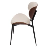 2er-Set Esszimmerstühle Bugholz Kunstleder Walnuss-Optik weiss