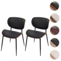 2er-Set Esszimmerstühle Bugholz Kunstleder Öko-Tex Walnuss schwarz