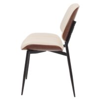 2er-Set Esszimmerstühle Bugholz Kunstleder Walnuss-Optik weiss