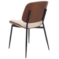 2er-Set Esszimmerstühle Bugholz Kunstleder Walnuss-Optik weiss