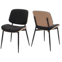 2er-Set Esszimmerstühle Bugholz Stoff Öko-Tex natur dunkelgrau