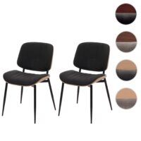 2er-Set Esszimmerstühle Bugholz Stoff Öko-Tex natur dunkelgrau
