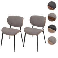 2er-Set Esszimmerstühle Bugholz Stoff Öko-Tex natur hellgrau