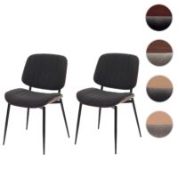 2er-Set Esszimmerstühle Bugholz Stoff Öko-Tex Walnuss dunkelgrau