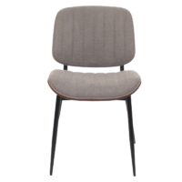 2er-Set Esszimmerstühle Bugholz Stoff Öko-Tex Walnuss hellgrau