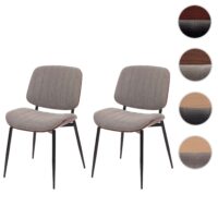 2er-Set Esszimmerstühle Bugholz Stoff Öko-Tex Walnuss hellgrau