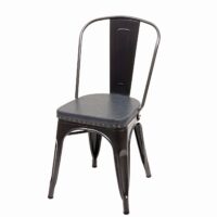 2er-Set Esszimmerstühle Chesterfield Kunstleder Metall schwarz-grau