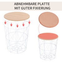2er-Set Couchtisch Beistelltisch Natur-Weiss