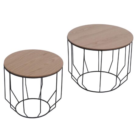 2er-Set Couchtisch Beistelltisch Kaffeetisch Loungetisch Industrial Eiche