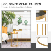 2er-Set Couchtisch mit erhöhtem Rand Retrodesign Gold