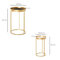 2er-Set Couchtisch mit erhöhtem Rand Retrodesign Gold