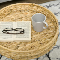 2er-Set Couchtisch Satztisch Boho-Stil Natur-Schwarz