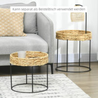 2er-Set Couchtisch Satztisch Boho-Stil Natur-Schwarz