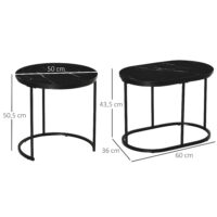 2er Set Couchtisch Satztisch Rund und Oval schwarz