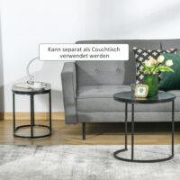 2er Set Couchtisch Satztisch Rund und Oval schwarz