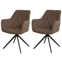 2er-Set drehbare Esszimmerstühle mit Armlehne braun
