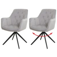 2er-Set drehbare Esszimmerstühle mit Armlehne hellgrau
