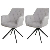 2er-Set drehbare Esszimmerstühle mit Armlehne hellgrau
