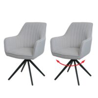 2er-Set drehbare Esszimmerstühle mit Armlehnen Stoff creme-beige